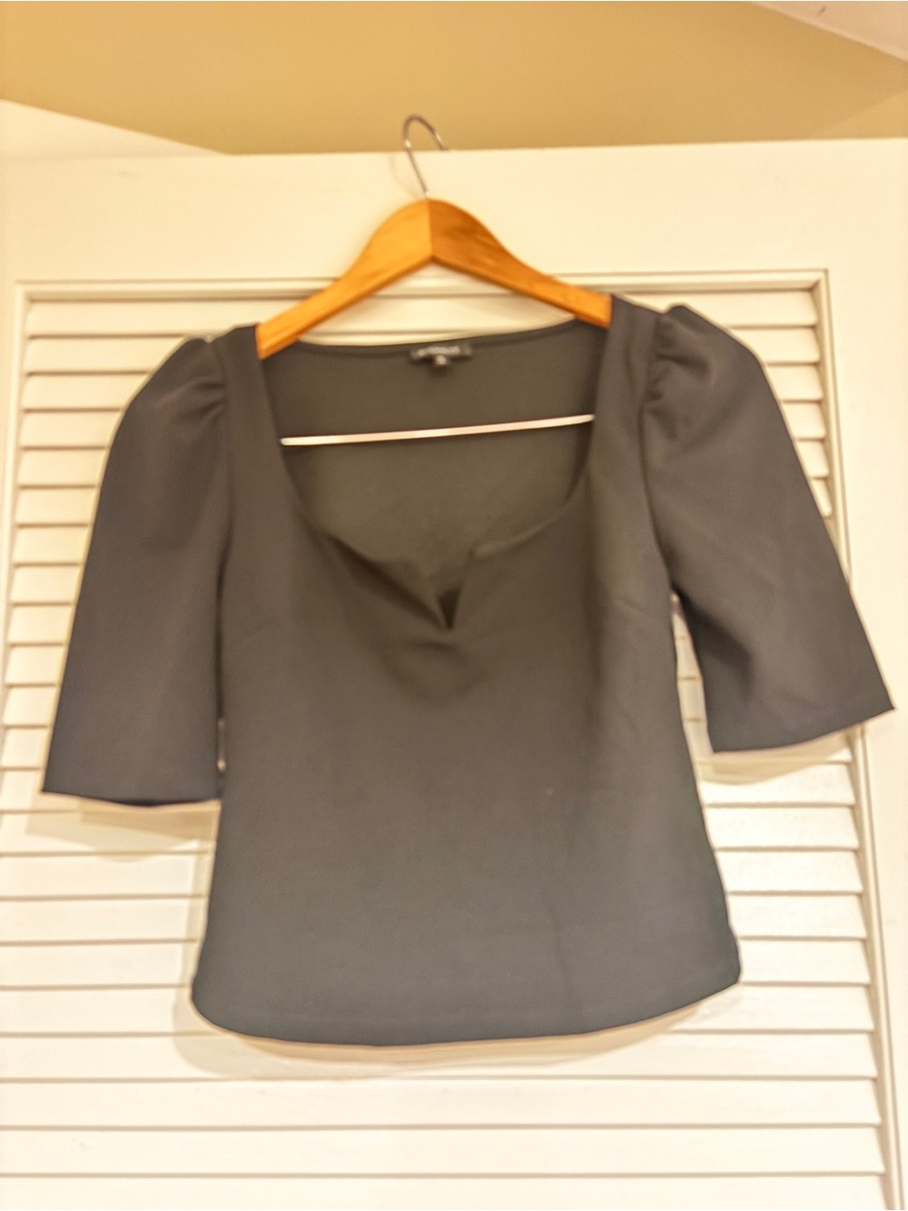 Dynamite Black Square Neck Puff Sleeve Blouse